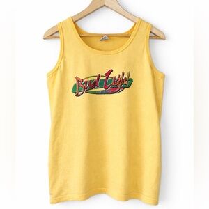 Vintage Bud Light Tank Top Yellow Retro Logo Anvil Women’s Medium 90s Y2K